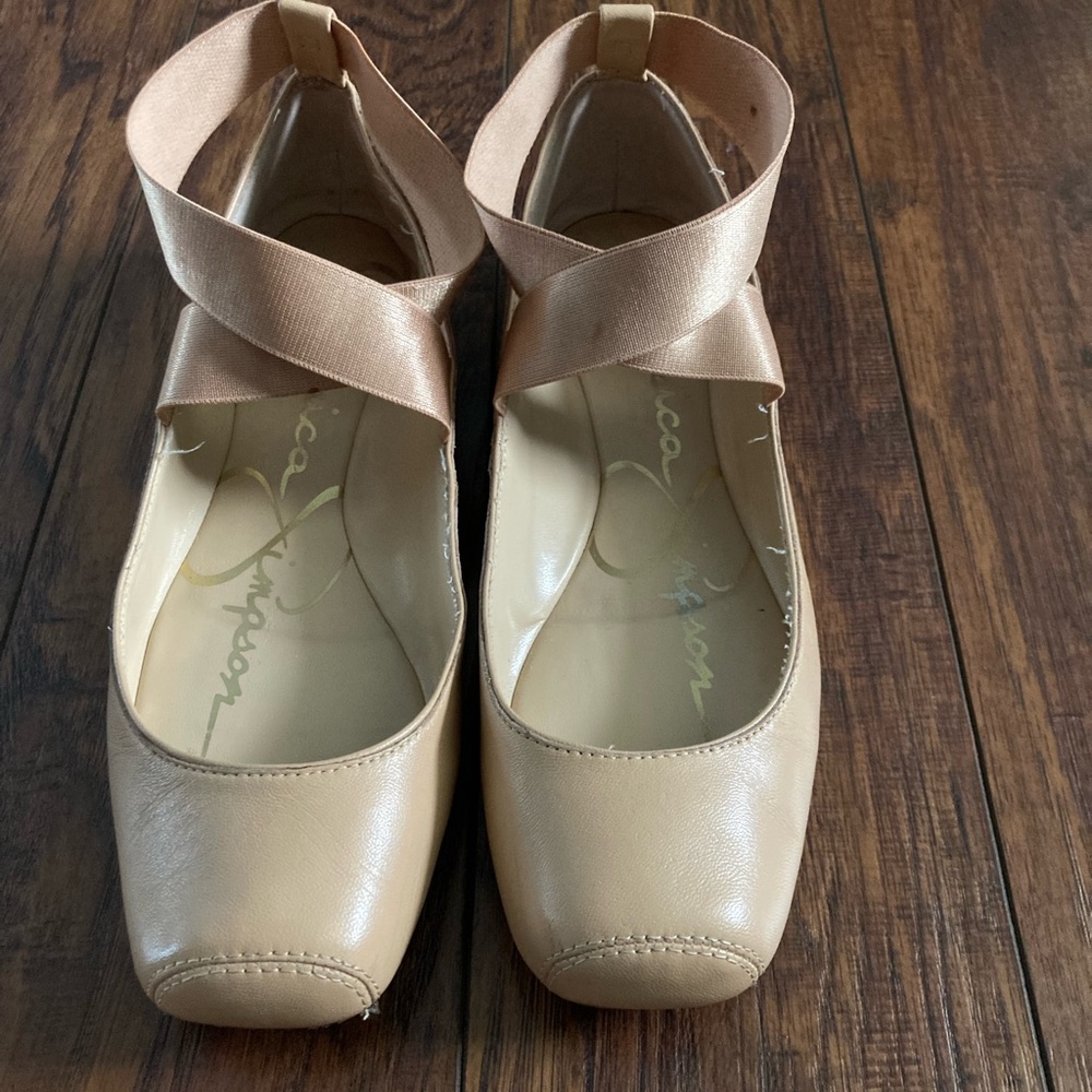 Jessica Simpson Women's Mandalaye Square Toe Ankle-Wrap Ballet Flats
